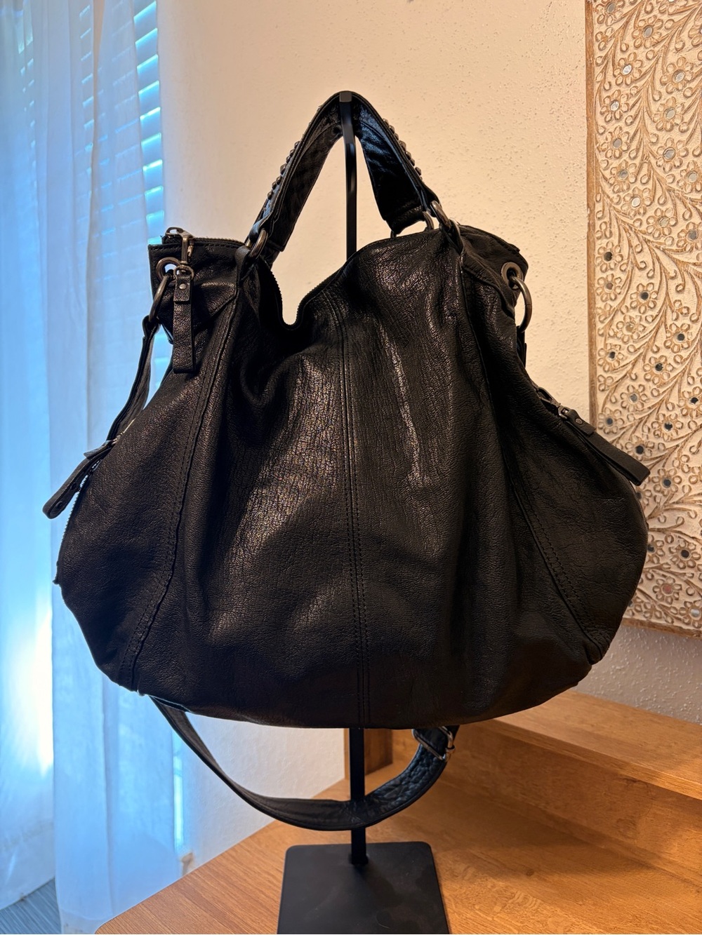 Banana Republic Black Leather Hobo Shoulder Bag